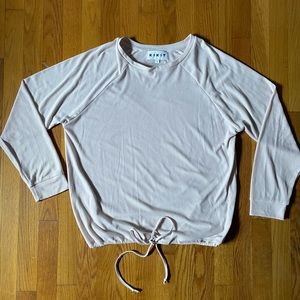 Ribbed Long Sleeve Light Pink Tie Top NWOT